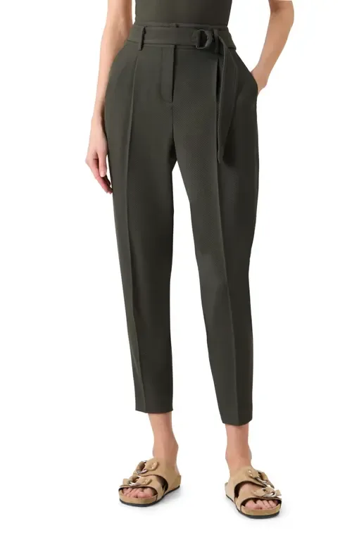Fred Belted High Waist Crop Virgin Wool Tricotine Pants by Akris punto