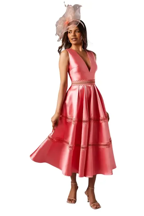 Plunge Neck Twill Midi Dress by Coast