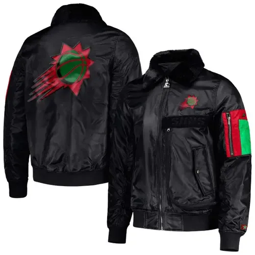 Starter x Ty Mopkins Black Phoenix Suns Black History Month Satin Full-Zip Jacket by STARTER