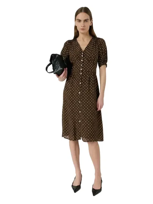 Rohya V-Neck Polka Dot Midi Dress by GERARD DAREL