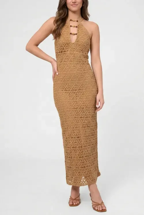 Aitana Bead Keyhole Crochet Maxi Dress by RACHEL Rachel Roy