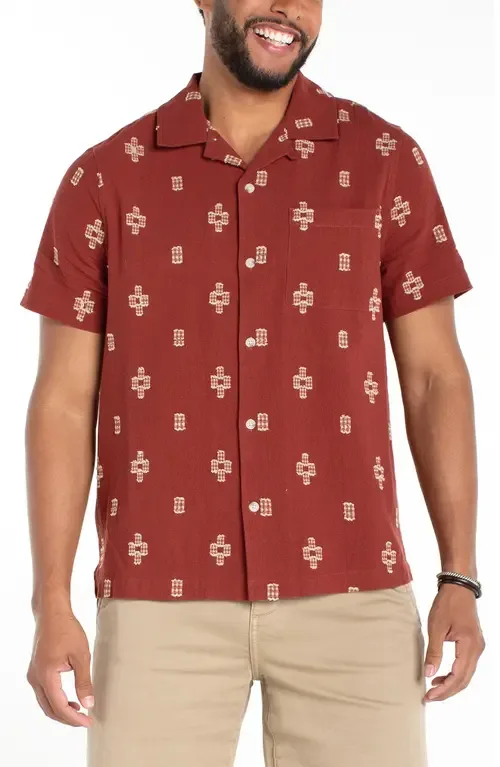 Geometric Jacquard Cotton Camp Shirt by Liverpool Los Angeles