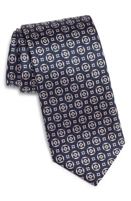 Geometric Medallion Silk Tie by Canali