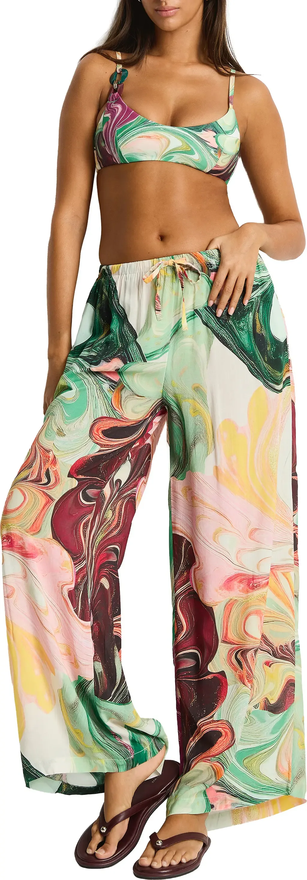 Marbleized Print Cover-Up Pants by Sea Level