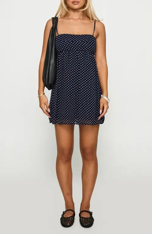 Ortega Polka Dot Babydoll Minidress by Princess Polly