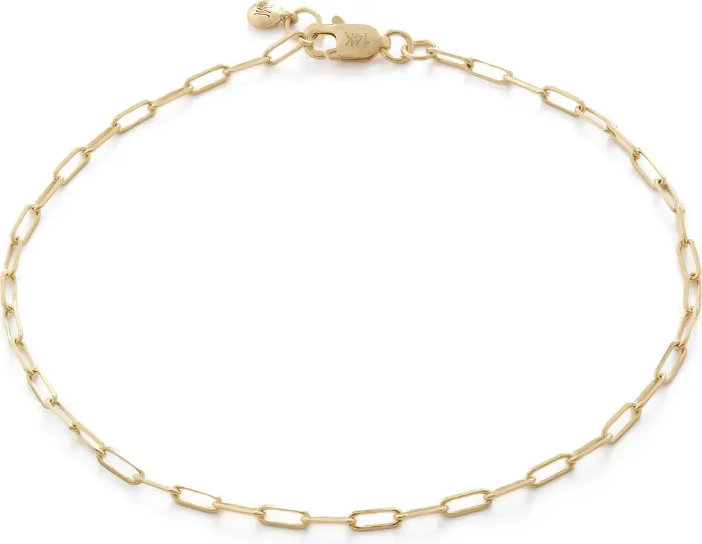 14K Gold Paper Clip Chain Bracelet by Monica Vinader
