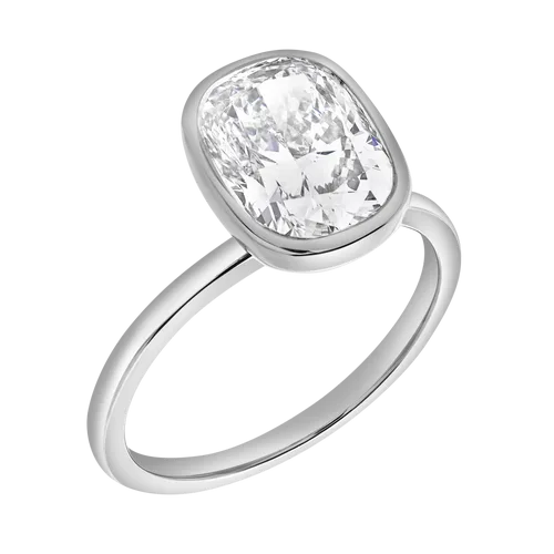 Novae 3CT Cushion Cut Bezel Lab Diamond Engagement Ring 14K Gold by LuvMyJewelry