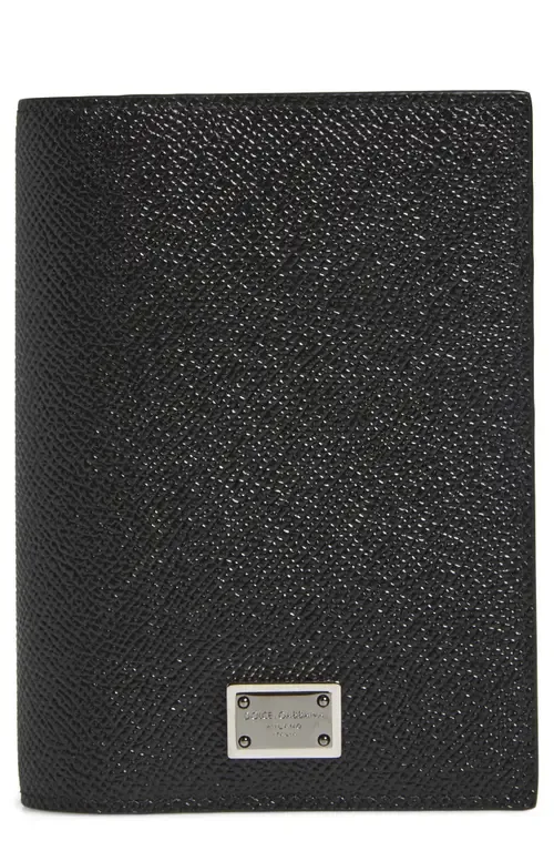 Logo Plaque Leather Passport Holder by Dolce&Gabbana