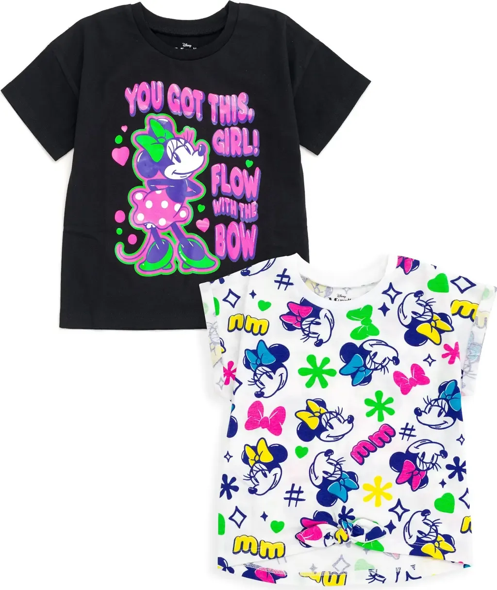 Minnie Mouse 2-Pack Short Sleeve Graphic T-Shirts by Disney