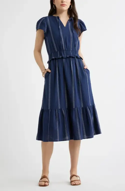 Puff Sleeve Frill Flared Midi Dress by caslon(r)