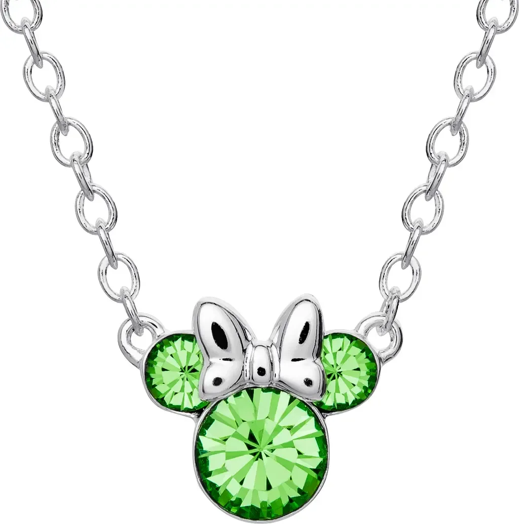 Minnie Mouse Birthstone Silver Plated Necklace by Disney