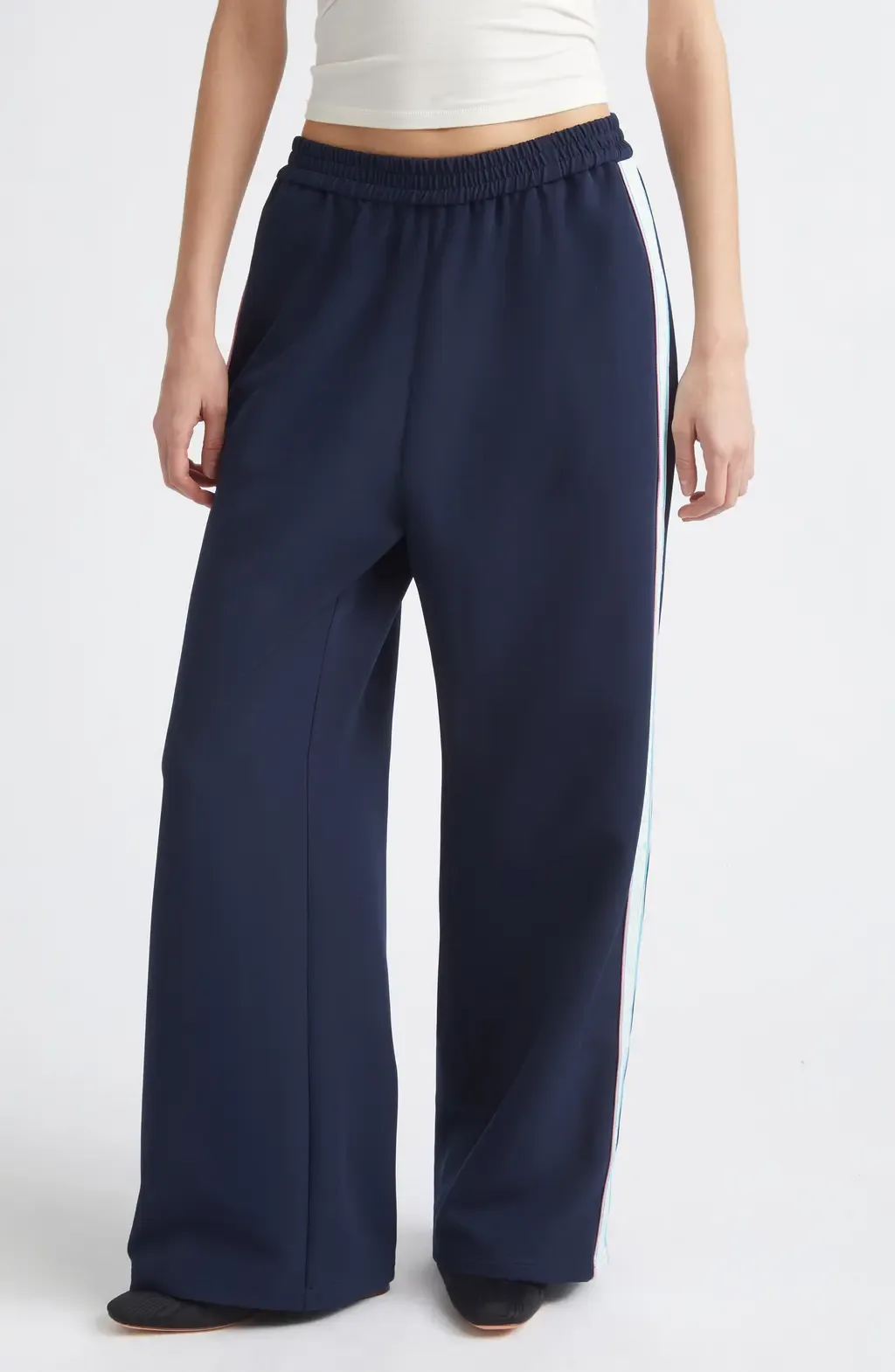 Broome Side Stripe Wide Leg Pants by Sandy Liang