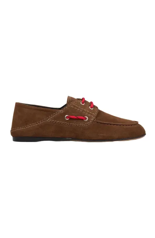 Suede Lace-Up Boat Shoes by SANDRO