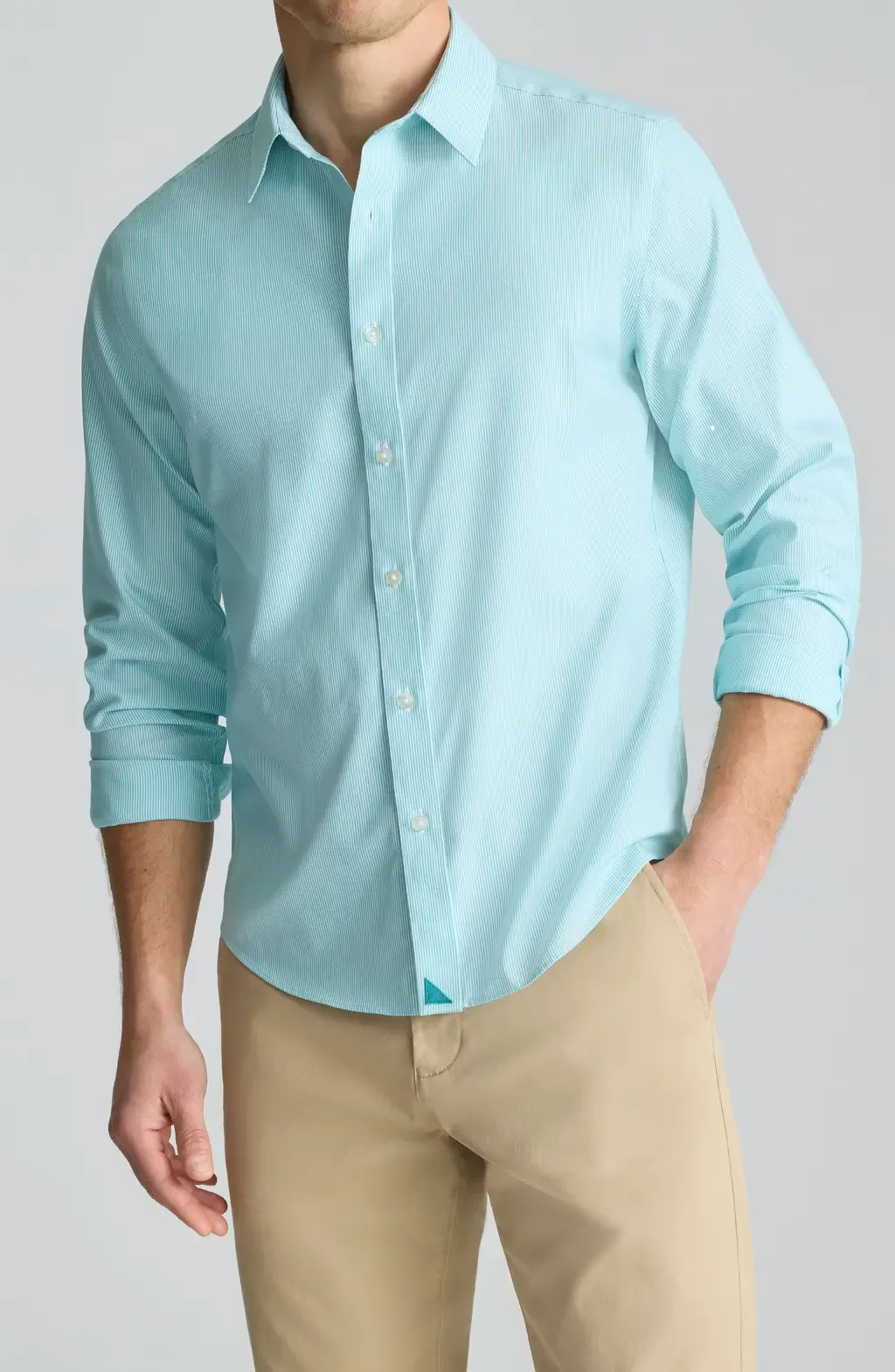 Bordeaux Pinstripe Wrinkle Free Cotton Button-Up Shirt by UNTUCKit