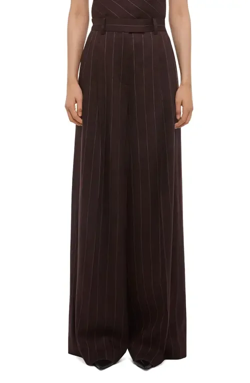 Pinstripe Wide Leg Linen Blend Pants by Helmut Lang