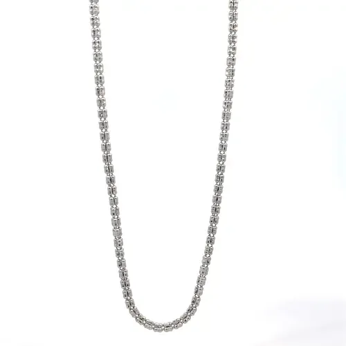 14K White Gold Diamond-Cut Ice Chain Necklace 24 Inch 2.5mm 12.2g by Ancona Jewelry
