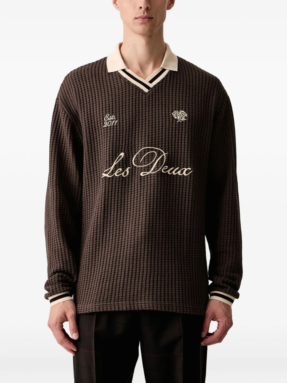 Waffle-Knit Logo-Embroidered Football Sweater by Les Deux