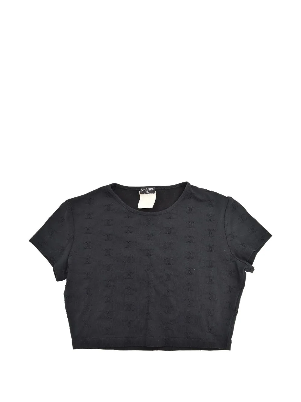 1997 CC Logo-Embroidered Cropped T-Shirt by CHANEL Pre-Owned