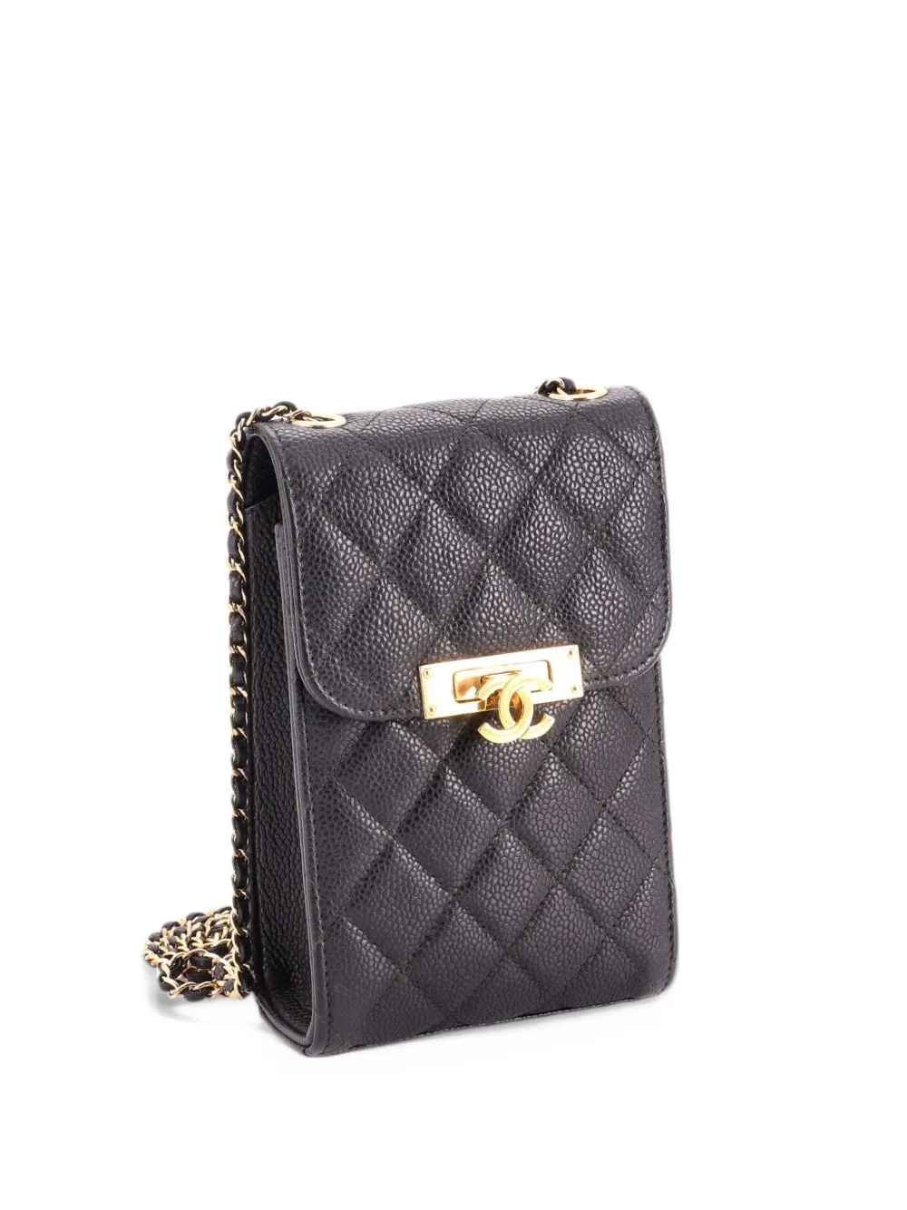 Golden Class Phone Holder Quilted Caviar Crossbody Bag by CHANEL Pre-Owned