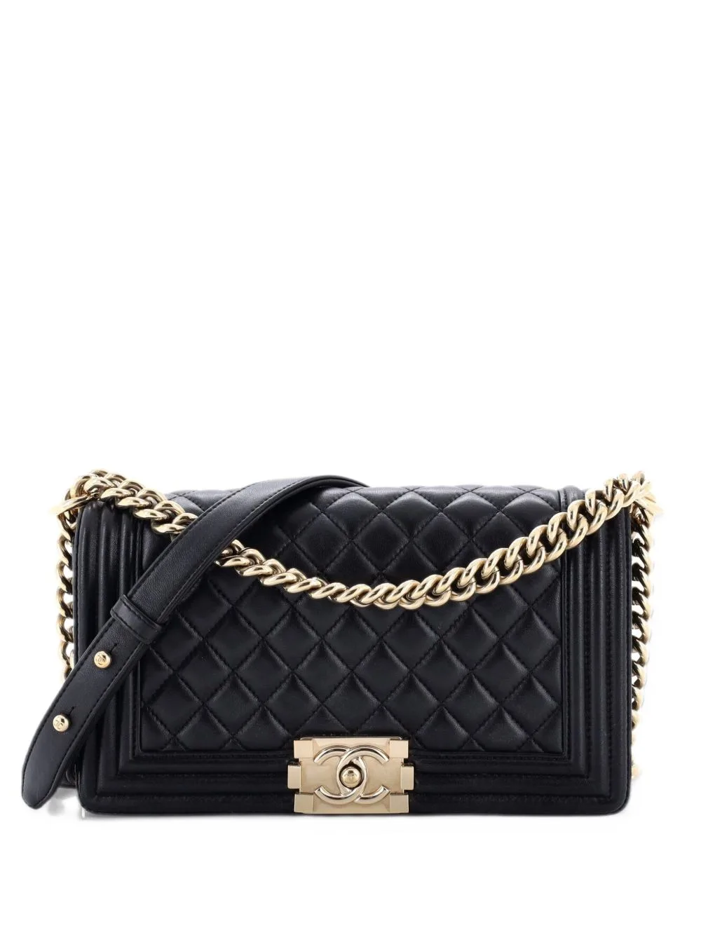 Boy Flap Bag Quilted Lambskin Old Medium Shoulder Bag by CHANEL Pre-Owned