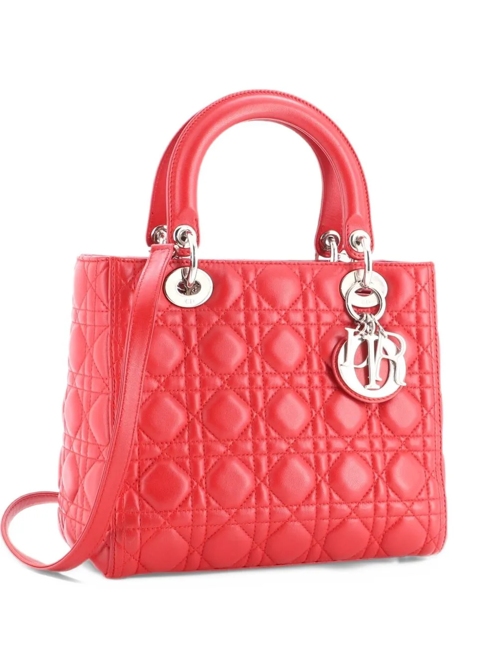 Lady Dior Bag Cannage Quilt Lambskin Medium Satchel by Christian Dior Pre-Owned