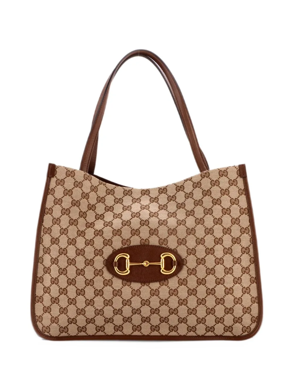 Horsebit 1955 GG Canvas with Leather Medium Tote Bag by Gucci Pre-Owned