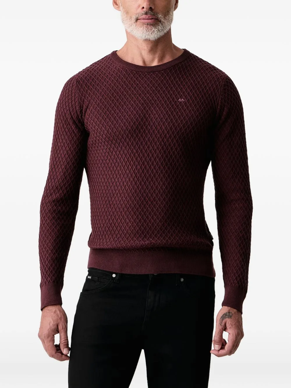 Textured-Knit Crew-Neck Sweater by Lindbergh