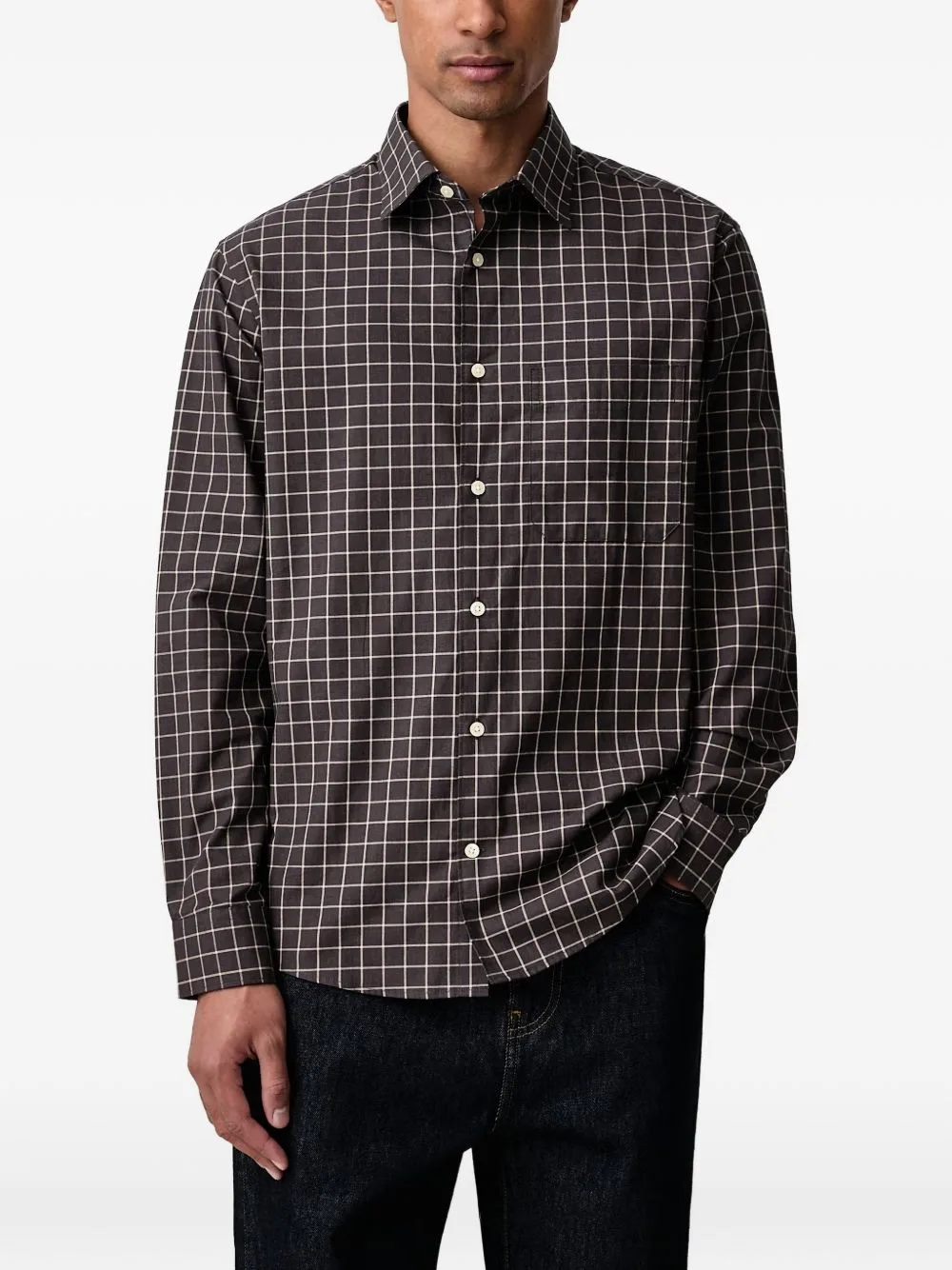 Grid-Check Chest-Pocket Shirt by Lindbergh