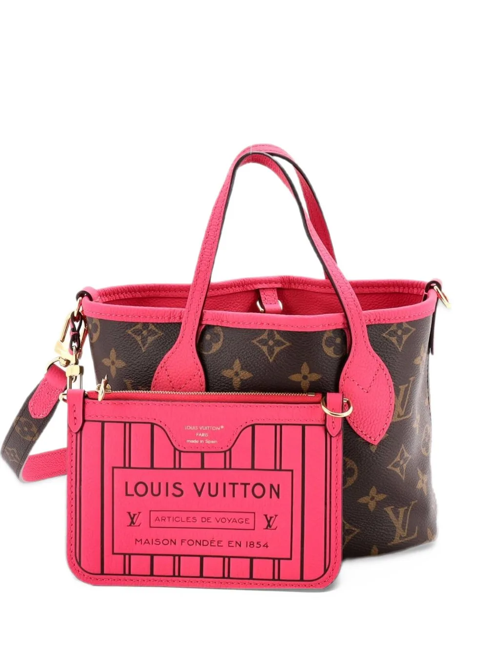 Neverfull Bandouliere Inside Out Monogram Canvas and Leather BB Tote Bag by Louis Vuitton Pre-Owned