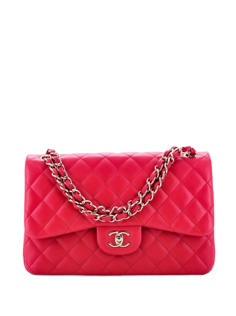 Classic Double Flap Bag Quilted Lambskin Jumbo Shoulder Bag by CHANEL Pre-Owned