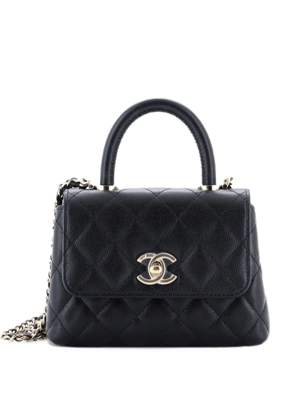 Coco Top Handle Bag Quilted Caviar Extra Mini Shoulder Bag by CHANEL Pre-Owned