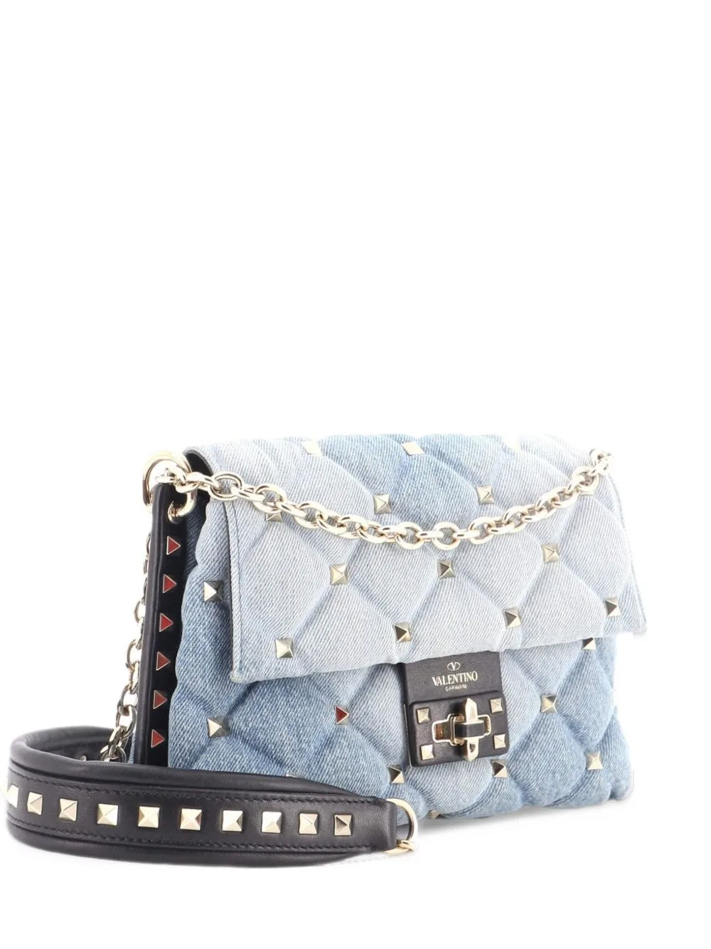 Candystud Denim Medium Shoulder Bag by Valentino Garavani Pre-Owned