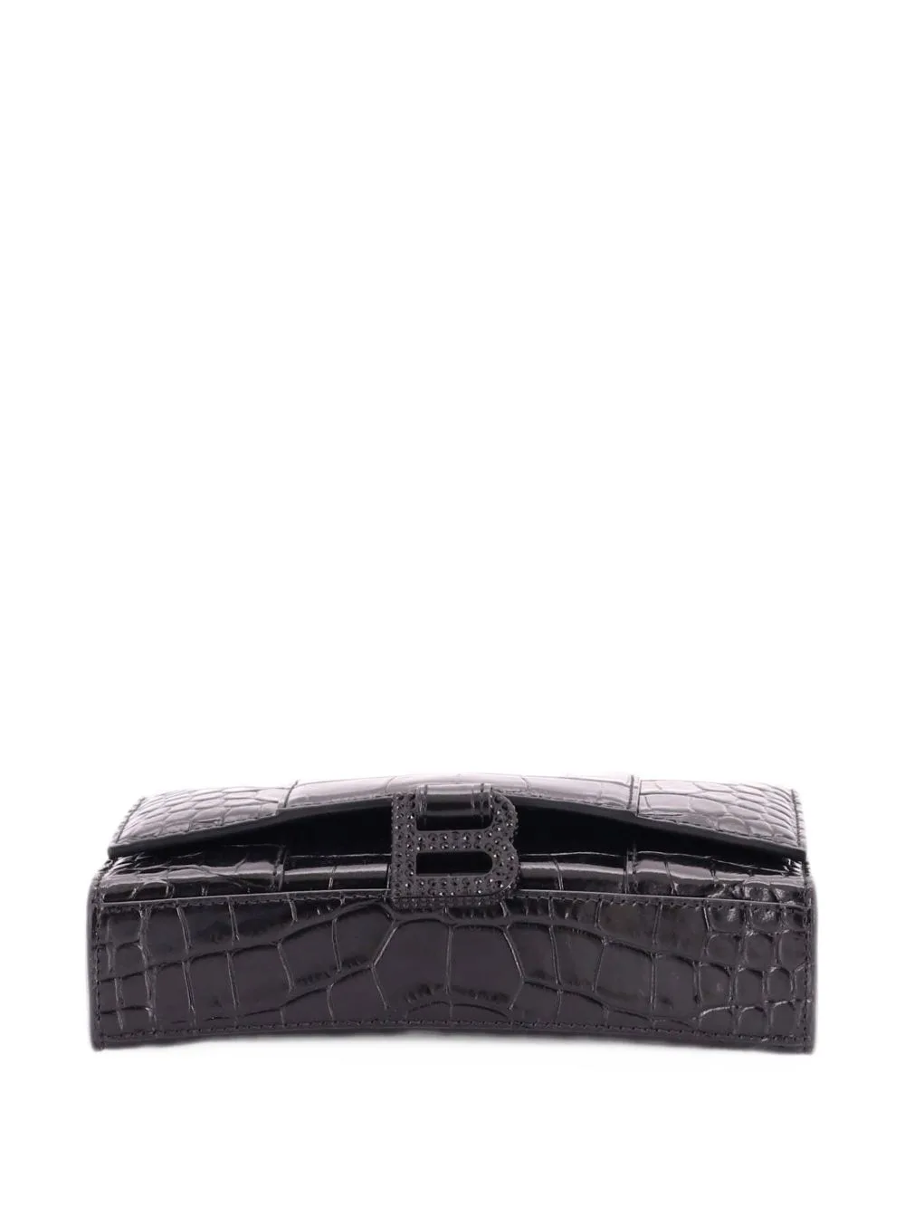 Hourglass Chain Wallet Crocodile Embossed Leather Clutch Bag by Balenciaga Pre-Owned