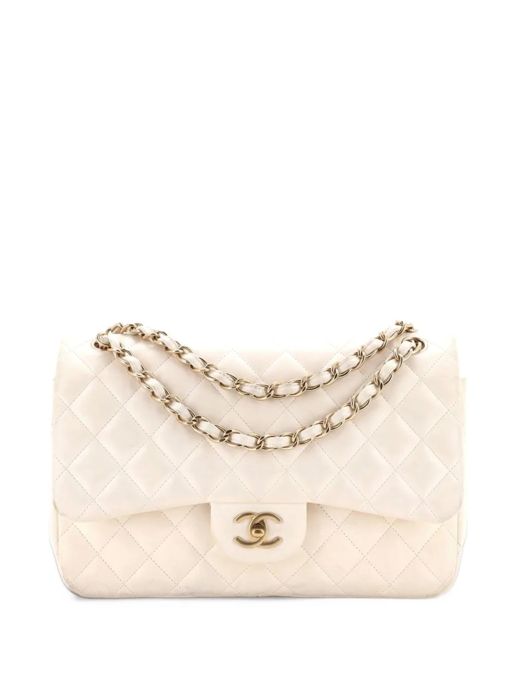 Classic Double Flap Bag Quilted Lambskin Jumbo Shoulder Bag by CHANEL Pre-Owned