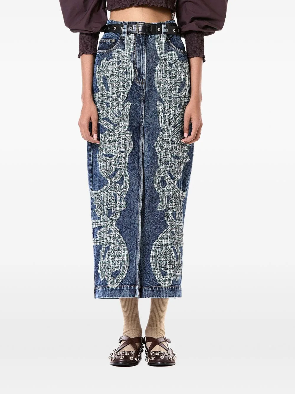 Appliqué Split Midi Skirt by DHRUV KAPOOR