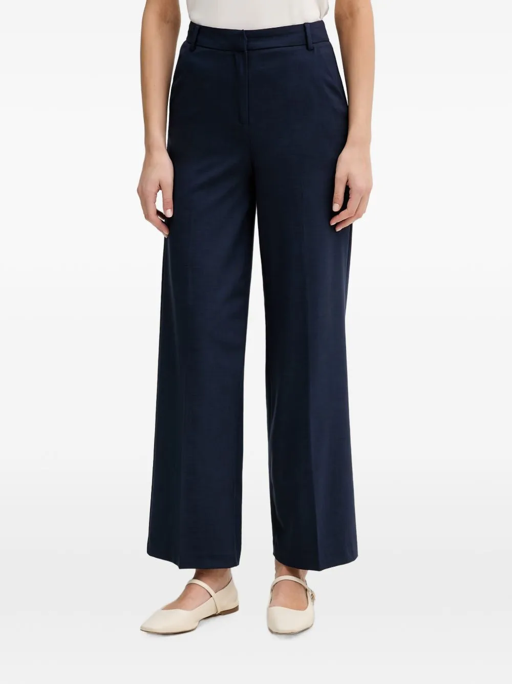 Pressed-Crease Wide-Leg Trousers by Benetton