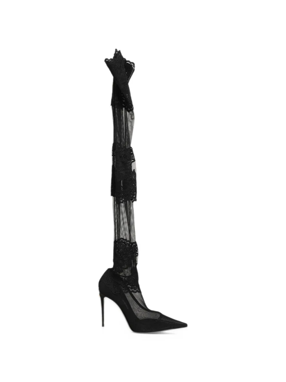 Lace-Panelled Mesh Over-The-Knee Boots by Dolce & Gabbana