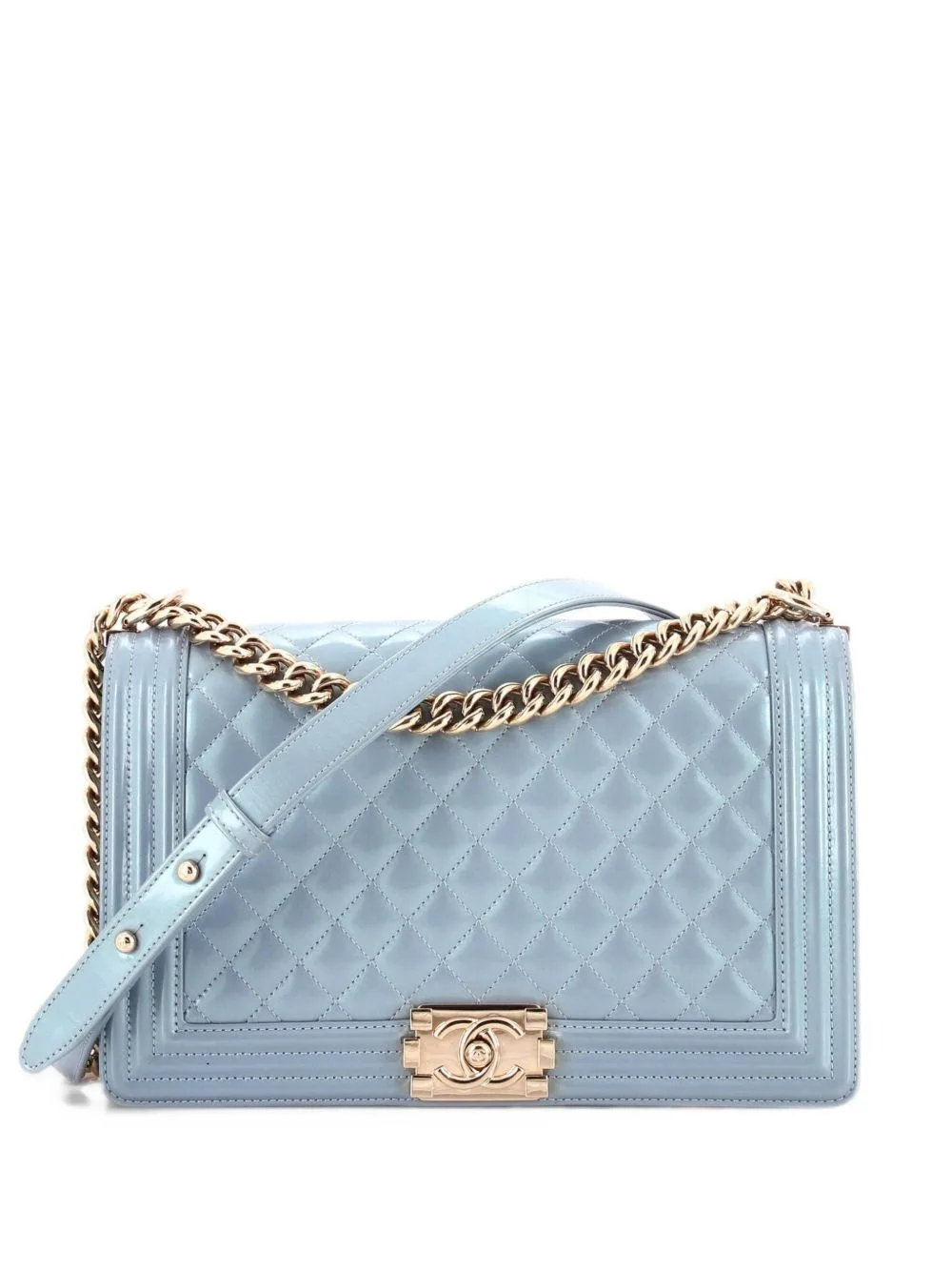 Boy Flap Bag Quilted Iridescent Patent New Medium Shoulder Bag by CHANEL Pre-Owned