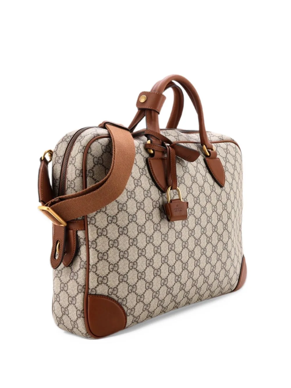 Emblem Convertible Zip Around Briefcase GG Coated Canvas Medium Business Bag by Gucci Pre-Owned