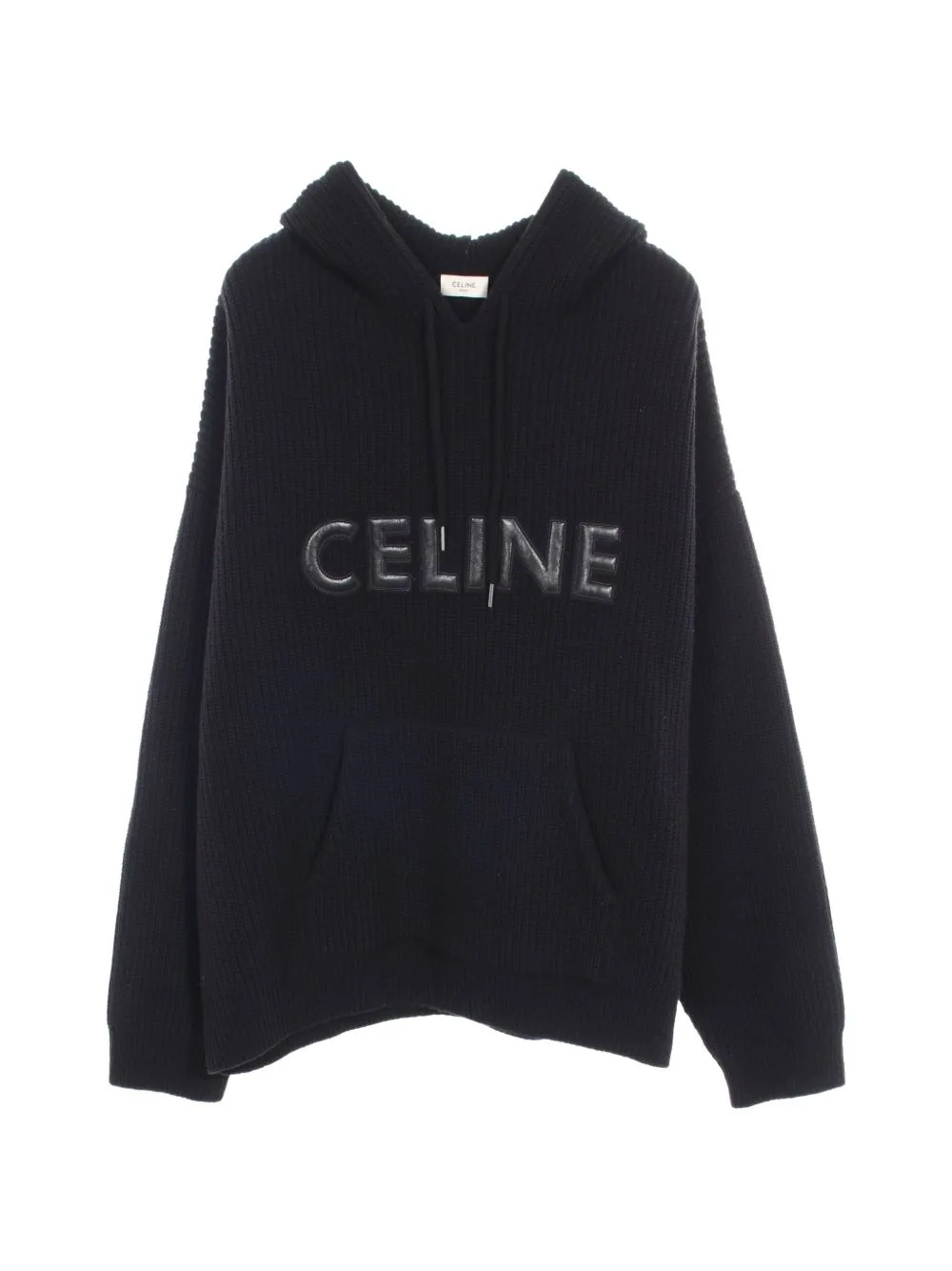 2010s Logo-Patch Knit Hoodie by Celine Pre-Owned