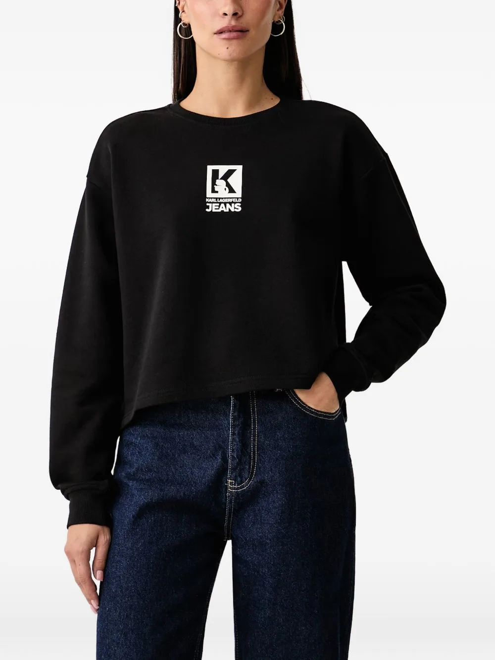 Logo-Print Cotton Sweatshirt by Karl Lagerfeld Jeans