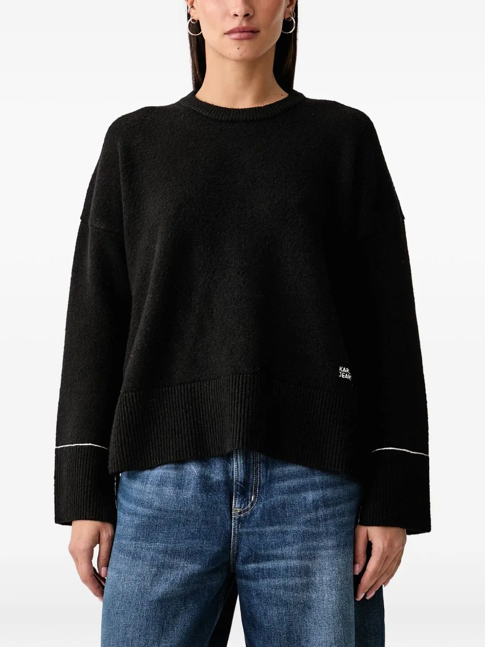 Contrast-Trim Logo-Embroidered Sweater by Karl Lagerfeld Jeans