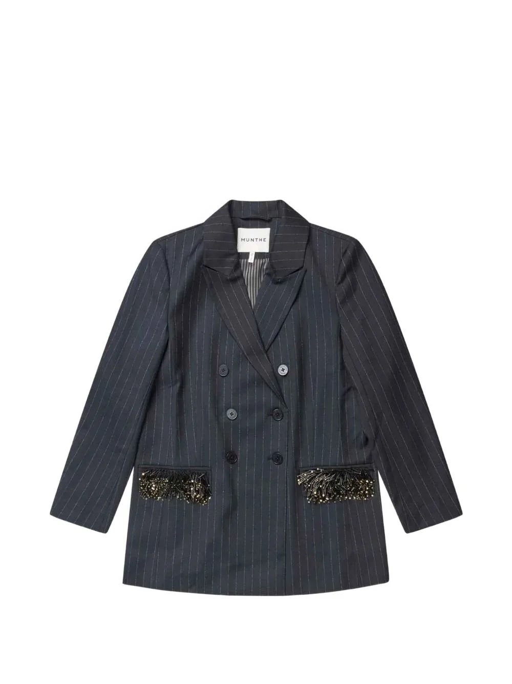 Virionics Pinstripe Sequin-Embellished Jacket by MUNTHE