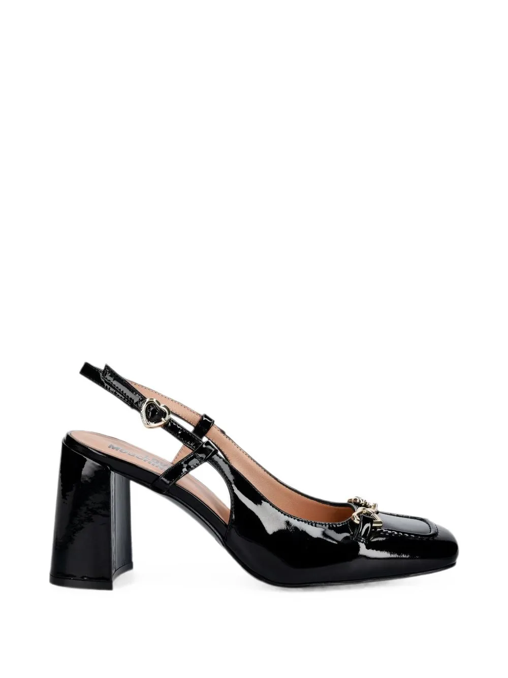 Heart-Buckle Slingback Pumps by Love Moschino