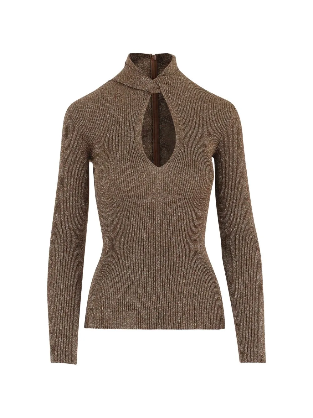 Long-Sleeve Ribbed Cut-Out T-Shirt by Valentino Garavani