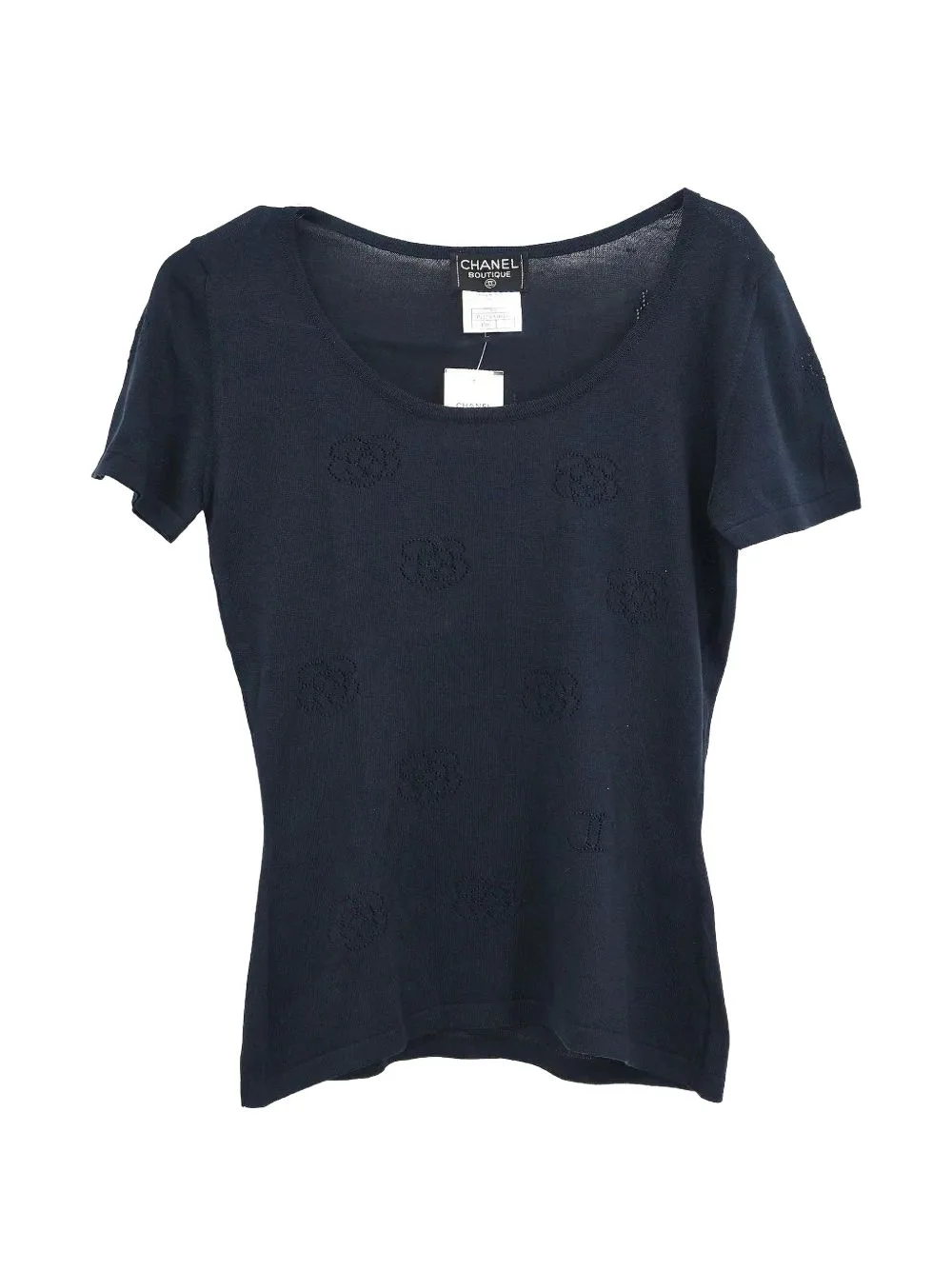 2000SS Camellia Cutout T-Shirt by CHANEL Pre-Owned