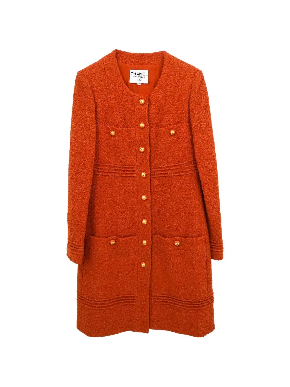 Single-Breasted Collarless Coat by CHANEL Pre-Owned