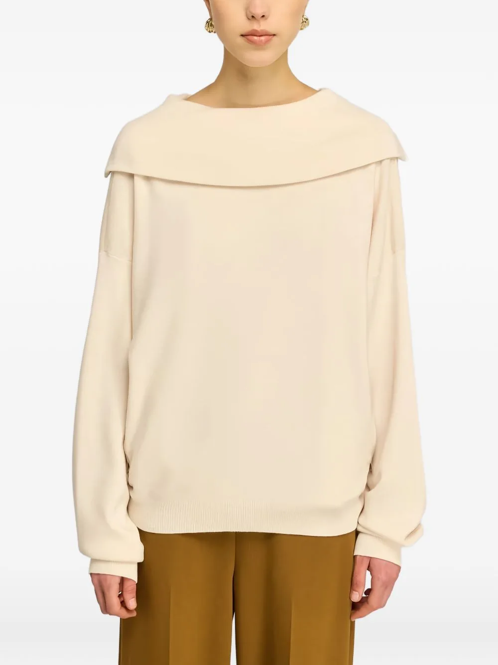 Zip-Back Foldover-Collar Sweater by Semicouture