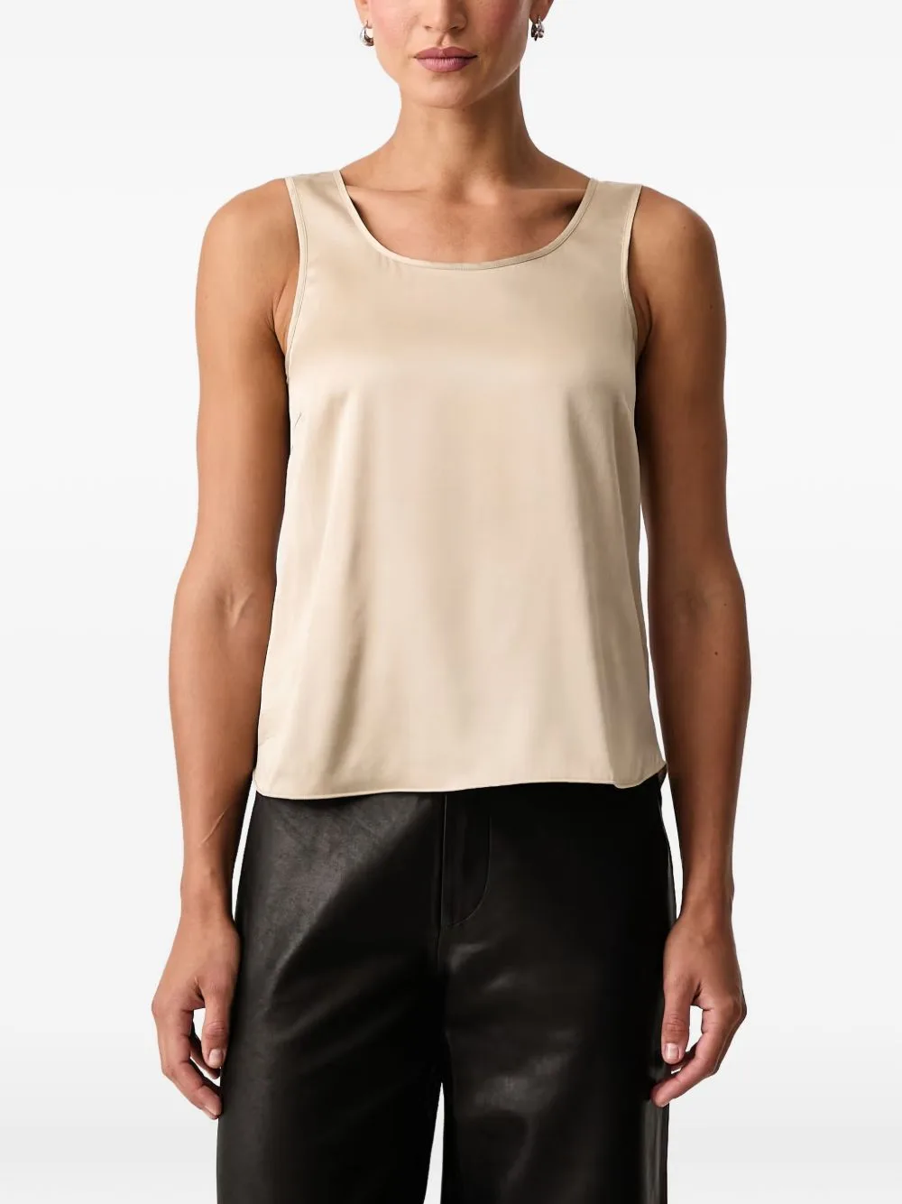 Satin-Finish Curved-Hem Top by Mos Mosh