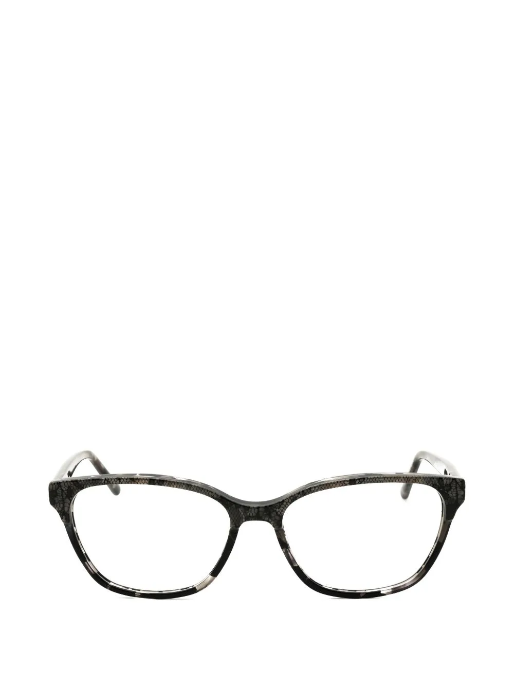 Lace-Print Rectangle-Frame Glasses by Bebe